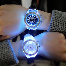 Load image into Gallery viewer, led Flash Luminous Watch Personality trends students lovers jellies woman men's watches 7 color light WristWatch